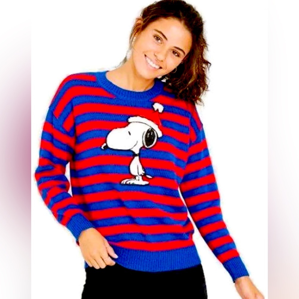 PEANUTS SNOOPY STRIPED SWEATER - RED/BLUE SIZE SMALL (NEW WITH TAGS) A17